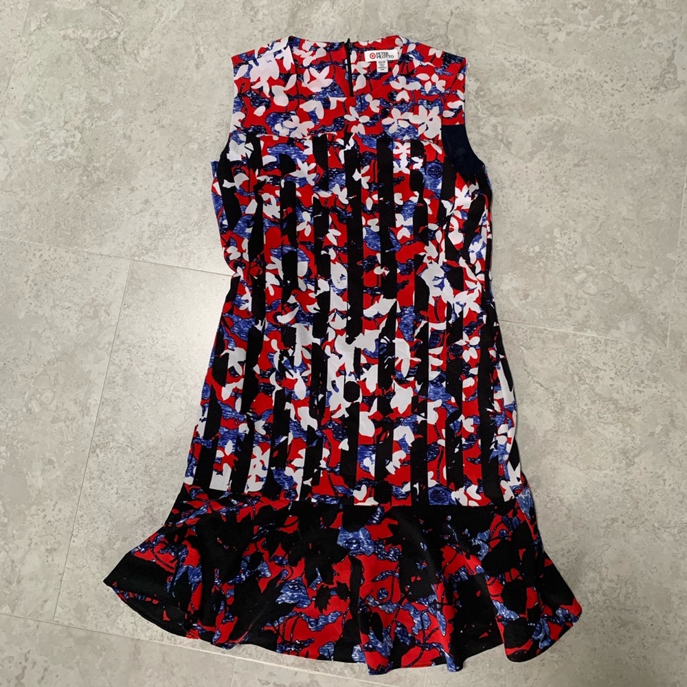 Festive Peter Pilotto XS dress with swing bottom.